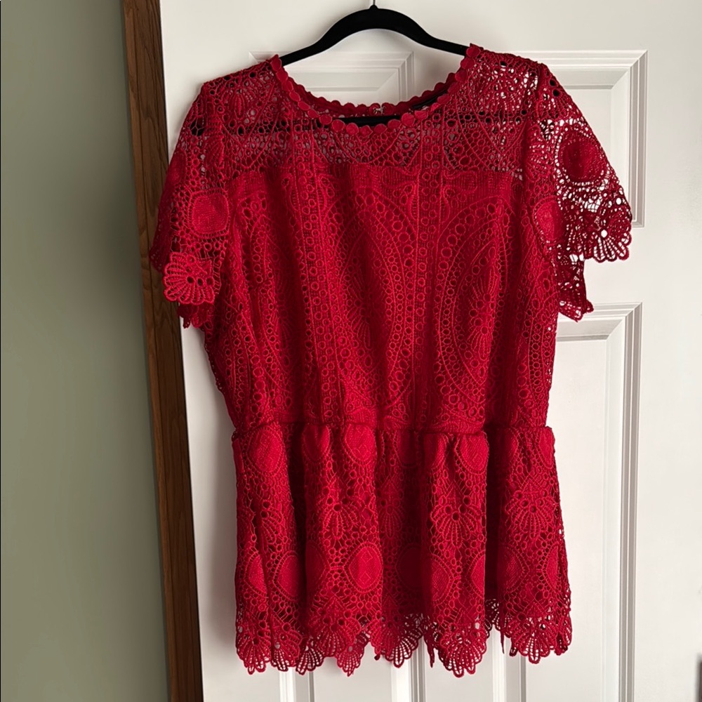 NWT Lane Bryant Crimson Lace Peplum Top size 20